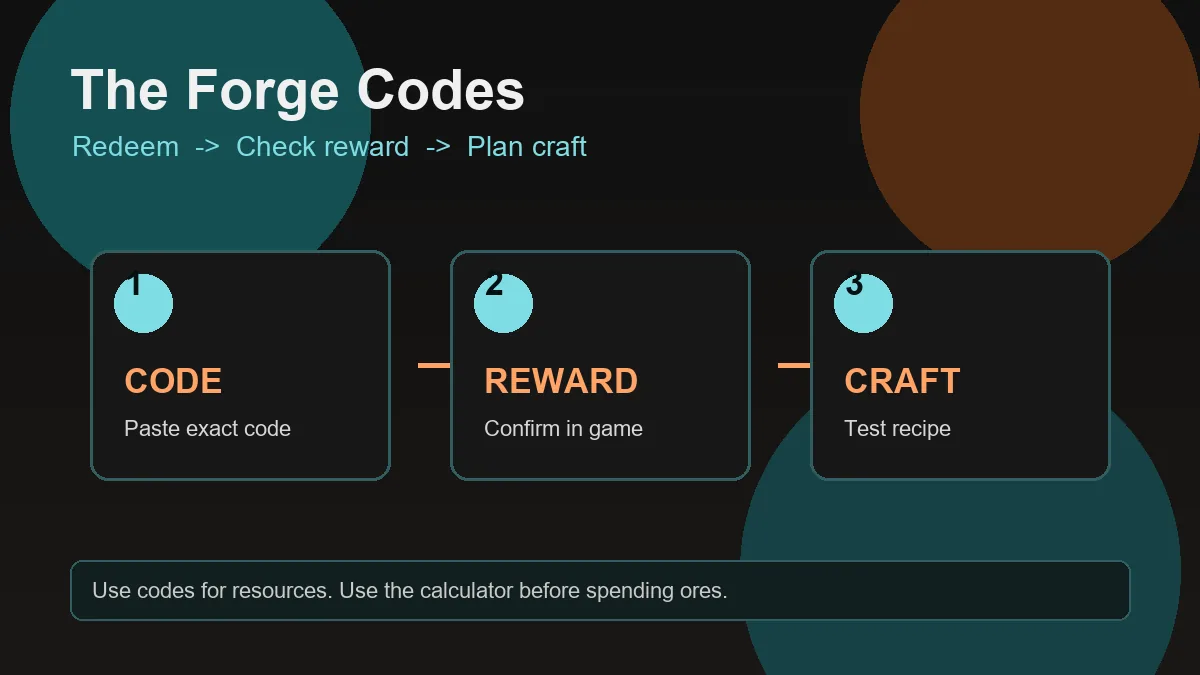Editorial diagram showing the The Forge code redemption workflow